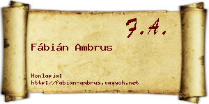 Fábián Ambrus névjegykártya